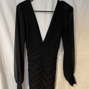 Windsor Black Long Sleeve Ruched Dress